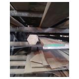 contents of shelf.  several pieces of steel.  ranging  in size from5 to 20 feet. solid 3in hexagon , square , steel, round pipe.