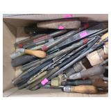 1 lot containing various sized drill bits and wooden handles