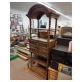 vintage barley twist buffet features a Renaissance Revival style with elaborate wood carvings and spiral spindle supports