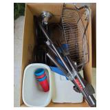 Shower racks , small trash can, small cooler.