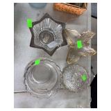 Small Butterfly glass trays and other glass dishes.