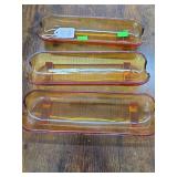 3 glass butter dishes