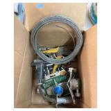 Roll of light cable, assorted sockets, trailer plug adapter and sprinklers
