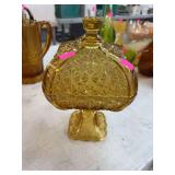 Vintage amber glass candy dish