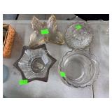 Small Butterfly glass trays and other glass dishes.
