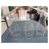 3 glass lantern chimneys