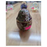 Glass/metal egg trinket box.