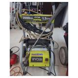 lot contains a Ryobi  2000psi 1.2 gpm premium electric pressure washer. with gun and hose
