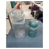 2 glass canisters