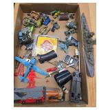 Flat of misc vintage toys