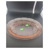 lot contains a Jeannette Glass Company 'Cherry Blossom' pink depression glass oval serving platter.