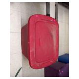 Red tote with Christmas decor