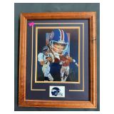 John Elway painted 3-image collage, matted and framed