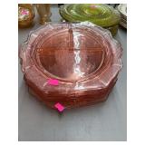 vintage pink 'Princess' pattern divided grill plates depression glass