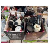 2 boxes of coffee cups and travel mugs