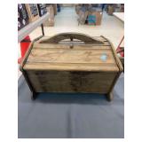 Vintage sewing box and a painted roll-top bread box