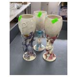 Two unicorn and one dragon glass cups.
