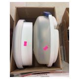 Box of round cake storage containers