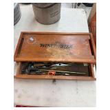 Winchester gun cleaning kit in wooden case