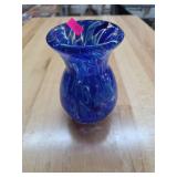 Blue glass vase.