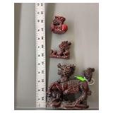 3 resin dragon statues