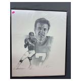 Painted John Elway image, framed