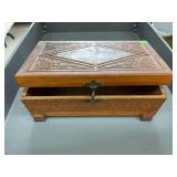 Wooden boxes with Farm artwork on lid.