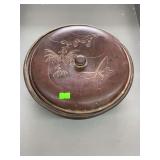 Wooden bowl with lid butterfly design
