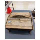 Vintage sewing box and a painted roll-top bread box