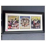 3 Denver Broncos image collection, matted and framed