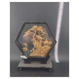 lot contains a vintage Chinese hand-carved cork diorama. These pieces, often referred to as 'three-dimensional paintings,' are a traditional folk art originating from Fuzhou, China.