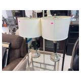 2 Large black and silver table lamps