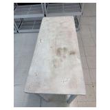 White table with distressed finish, 41.5”L x 18”W x 35”T