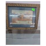 lot contains a vintage Chinese cork carving diorama. These pieces are traditional Chinese artworks. along with a black plastic  tray.