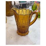 Vintage amber glass pitcher