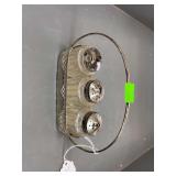 Salt pepper and sugar dispensers with holder.