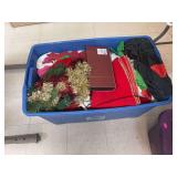 Blue tote with Christmas decor