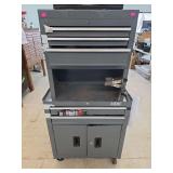 HDX toolbox on wheels  screw, tools, a misc items.