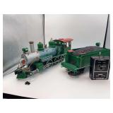 Bachman, Topeka, and Santa Fe number 7, G scale look motive in Tinder, on off, switched knees repaired, comes with remote throttle ￼