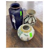 3 misc small glass vases