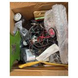 Assorted G scale, O scale, HO scale, train, track accessory parts bin