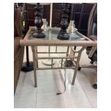 Metal and glass end table 26x26x27