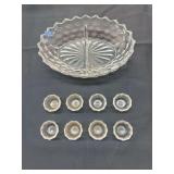 3 glass bowls and 8 very small bowls