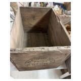 2 wooden boxes and a burlap sack