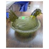 Glass turkey butter dish.