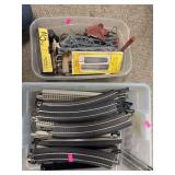 Assorted HO scale, train tracks, bridges, accessories, train car