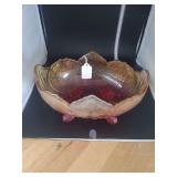 lot contains a vintage Jeannette Glass 'Lombardi' pattern footed fruit bowl.