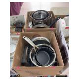 2 boxes of pots and pans