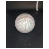 lot contains  a collectible baseball featuring facsimile (reproduced) team or player autographs.