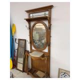 antique Victorian-style oak hall tree